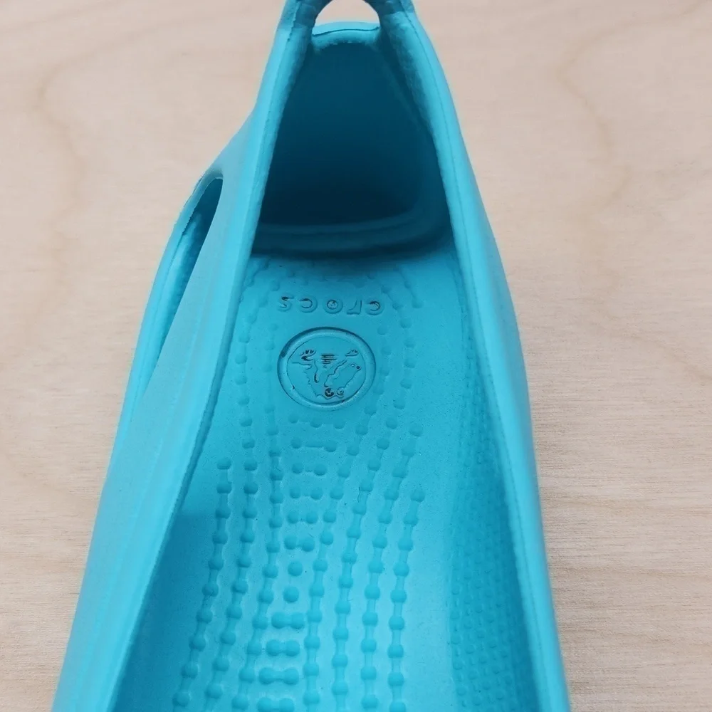 Crocs Kadee Flats Slip On Shoes Sandals Youth Sz J1 Teal 15610 NICE!
